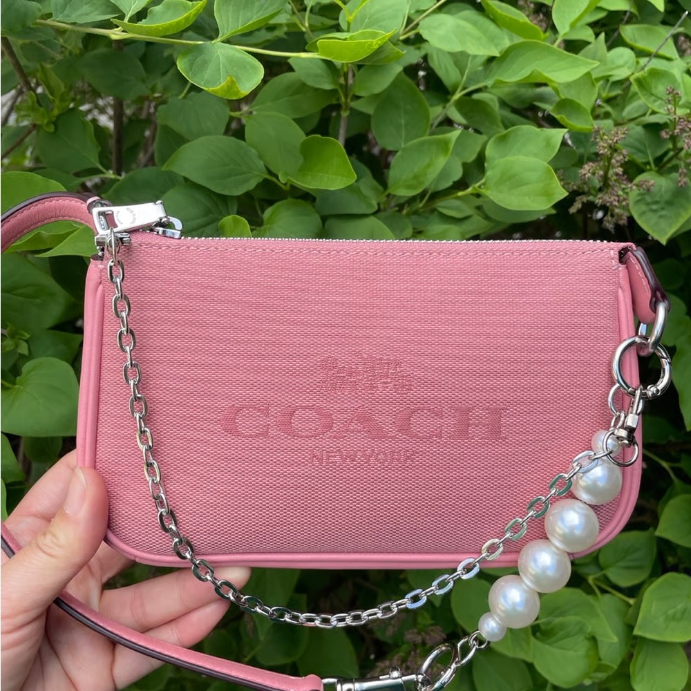 Coach Pink Crossbody Bag with Chain and Pearl Accent - Picture 4 of 5